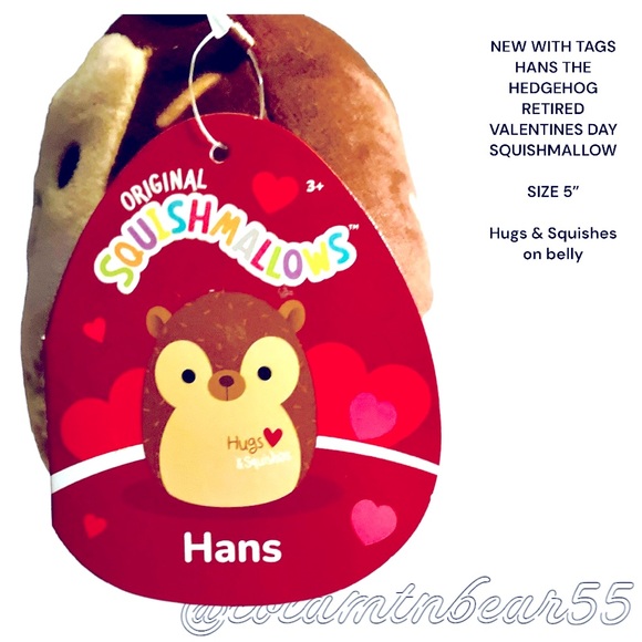 NEW W/TAGS HANS THE HEDGEHOG SPECIAL VALENTINES DAY EDITION RETIRED SQUISHMALLOW - Picture 6 of 7
